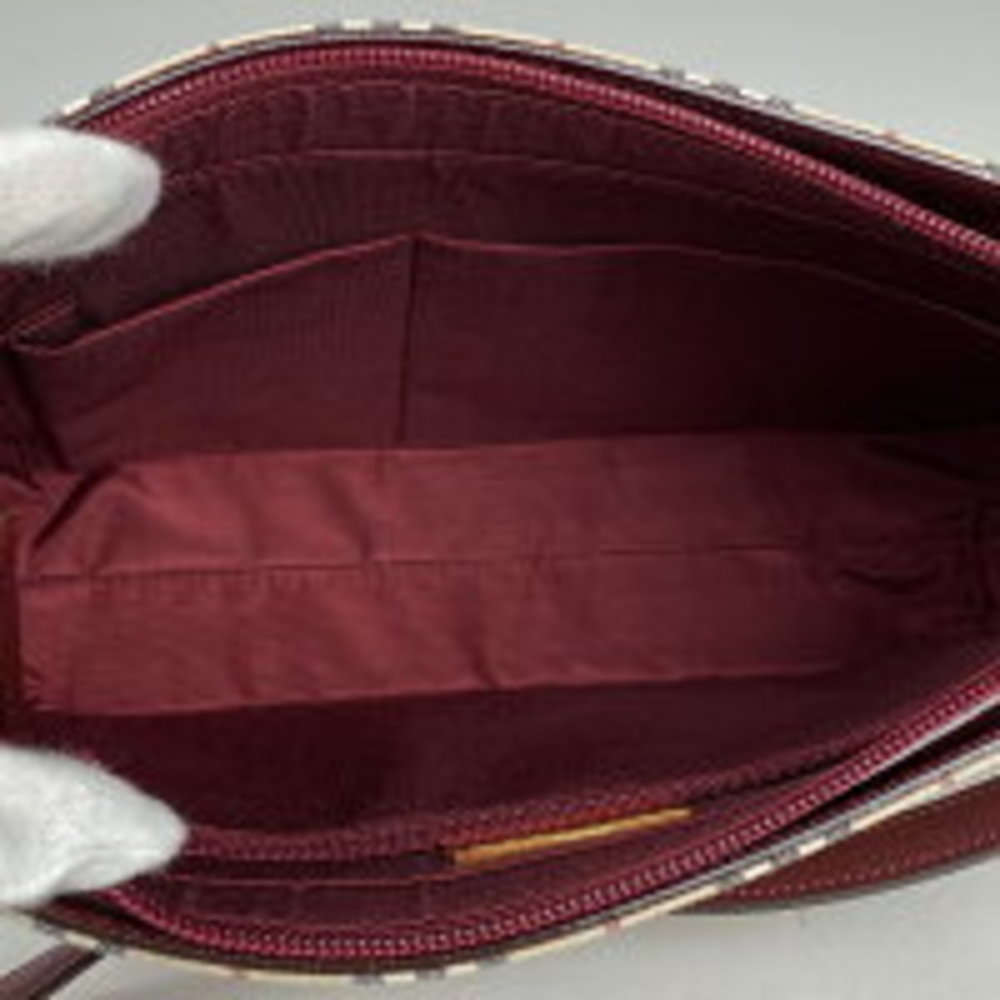 Burberry Nova Check Logo Shoulder Bag Beige Bordeaux Canvas - Picture 5 of 5